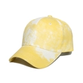 Cappellino da baseball tie-dye giallo e bianco in cotone con visiera curva vista a 45 gradi - Tie-dye Giallo e Bianco (E)