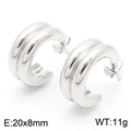 Boucles d'oreilles créoles en C en acier inoxydable argenté, taille 20x8mm - Style A / Couleur Acier