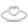 Minimalist silver-tone hollow heart ring in titanium steel with a polished finish - US 4 / Silver - Heart