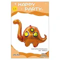 Cute orange Brachiosaurus aluminum foil balloon for birthday party decor, size 80x46cm - Q Version Brontosaurus