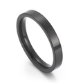 Minimalist 3mm matte black stainless steel ring with polished inner surface for couples - Black