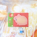 Cute pink rabbit sticky notes with AM/PM markers and animal memo pad on backing card - Rabbit