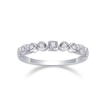 Elegant 925 silver ring featuring alternating round and square cut moissanite stones - R13428+gra/black Card / US Size 7 / Circumference 54.3mm