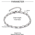 Silver stainless steel paperclip chain bracelet with specific length and weight parameters - 0.8mm Embossed Cross with Bead / Steel