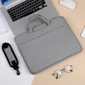 Schlanke graue Laptoptasche aus Stoff mit Tragegriffen und abnehmbarem Schultergurt - 608 Stil - Grau / 15.6"