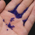 Dark blue 2-3mm glass seed beads for DIY jewelry making shown on palm for size reference - 2mm / 15g / Dark Blue