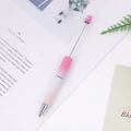 DIY beadable ballpoint pen featuring pink and white gradient barrel with silver metal rod - Rose Red White Pink Gradient