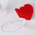 Cosplay red plush heart accessory with white elastic band for festivals - Rooster Tail