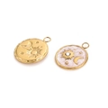 Detail von Vintage Gold Sonnen Mond Anhängern mit rosa Emaille und Kristall Akzent - Rosa Runder Himmlischer Sonne Mond Stern Anhänger(BP43871D3K0)