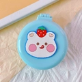 Blue round air cushion hairbrush with 3D cute bear strawberry pattern design - Smiling Bear (Round Comb)