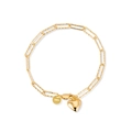 Elegant gold S925 sterling silver heart bracelet with paperclip chain and lobster clasp - 925 Silver / Gold Plated Bracelet