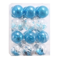 Set of 12 blue decorative Christmas balls in a transparent box for holiday trees - 6cm / Set of 24 / Lake Blue