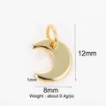 Golden crescent moon pendant for DIY jewelry making, size 12x8mm polished brass charm - L70 Moon Gold Plated
