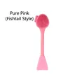 Dual-head silicone facial cleansing brush in pure pink with fishtail mask applicator - Double-headed Fish-tail / Pink