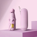 Mini parapluie capsule lilas avec protection UPF50+ et étui zippé assorti - Violet (avec Étui À Lunettes) / Sac À Dos De 53 Cm (21 Pouces) À 8 Côtes Coloris Varié Poignée Ronde Pliable En Cinq Parties
