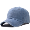 Classic light blue washed denim baseball cap with six-panel structure and reinforced brim - Adjustable / Light Blue