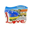3D resin fridge magnet featuring coastal Pescara city view with Love text - Pescara Coast Italy
