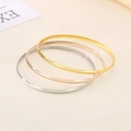 Polished stainless steel bangle set in gold, silver, and rose gold finishes - Inner Diameter 68mm / Set of 3 / Mixed 3-Color