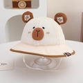 Dettaglio cappello parasole neonato in rete traspirante con orecchie d'orso e laccetto - 50cm (1-3 anni) / Beige
