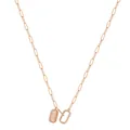 Collar de clip en plata S925 oro rosa con colgante rectangular pavimentado de cristal - Plata 925 / Oro rosa