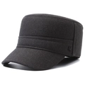 Dark gray men's winter cadet cap with warm fleece lining and metal N accent - Adjustable / Gray