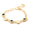 Pulsera dorada con discos de números romanos e incrustaciones de nácar blanco y negro - Estilo de Combinación de Números Romanos de Cinco Discos (KB169296-MW)