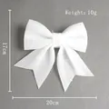 White 17x20cm Christmas glitter bow ornament for tree decoration, weighing 10g - White