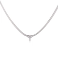 Elegante collana a catena serpente d'argento con ciondolo a croce lucido e zirconi cubici - Oro Bianco