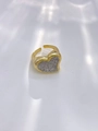 Verstelbare vergulde open ring met hartontwerp en witte zirkonia steentjes - Ring - Goud