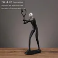 Moderne Tennisspieler-Statue aus Harz in Mattschwarz und Silber für Büro-Deko - Tennis-Profi - Silberner Kopf / Wie abgebildet