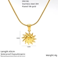 Vintage 18k gold plated stainless steel sun face pendant necklace for women - Small Sun Face Thickened Necklace (SP619G-002)
