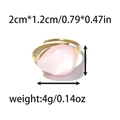 Gold plated stainless steel ring featuring a pink teardrop moonstone and open band - Adjustable Open / Gold-Pink Waterdrop