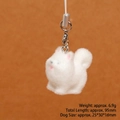 Cute white flocked puppy pendant with silver lobster clasp for DIY accessories - Samoyed