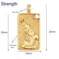 Gold-plated copper Tarot Strength pendant featuring lion relief and zircon inlay - 1. Strength