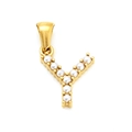 Pendentif lettre Y en acier titane doré orné de neuf perles blanches élégantes - Lettre Y (SP149G-Y)