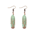 Detailed wire-wrapped tree of life earrings with green hexagonal crystal stone prisms - Green Aventurine