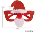 Red 2026 Santa Claus Christmas glasses frame with glitter finish and size markings - Christmas Hat Style