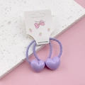 Paire d'élastiques à cheveux en résine violette en forme de cœur sur carte - Violet (1 Paire)
