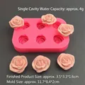 Stampo in silicone a 6 cavità a forma di rosa per pasticceria e resina - 6 Cavità Rosa 3.3CM / Rosa