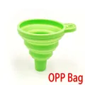 Collapsible green silicone kitchen funnel with long handle and hanging hole for liquid transfer - Silicone / Collapsible Style / Green