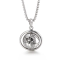 Collana con pendente a forma di globo girevole in acciaio inox argento con catena box - Stile Globo Incorniciato (KP97080-KJX)