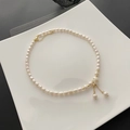 Vintage baroque pearl necklace featuring a white flower pendant and gold lobster clasp - 41XK Natural Shell Flower Pearl Necklace