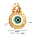 Runder vergoldeter Evil Eye Anhänger mit türkisem Emaille für DIY-Schmuckherstellung - Türkis Böser Blick