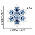 Detailed embroidery view of blue and white snowflake patch measuring 7x6.1cm for clothing - Snowflake Patch 44#