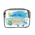 Transparent PVC makeup bag with black trim and beach theme illustration in a rectangle shape - 030-Some Girls Born Beach