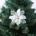 Fleur de Noël blanche scintillante ajourée avec paillettes pour sapin de Noël - Blanc