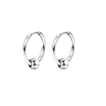 Minimalist silver punk titanium hoop earrings with polished sliding beads decoration - Style 1 Silver Single