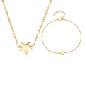 Minimalist gold S925 sterling silver star jewelry set including necklace and bracelet - Set / Gold