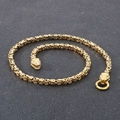 Gold Byzantine necklace with double snake head clasps in polished stainless steel - 45cm / Gold