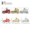 Set da 3 ciondoli natalizi a forma di auto dipinte in rosso, oro e argento per l'albero - Mix Auto Oro Argento Rosso (3 Pezzi/Scatola)